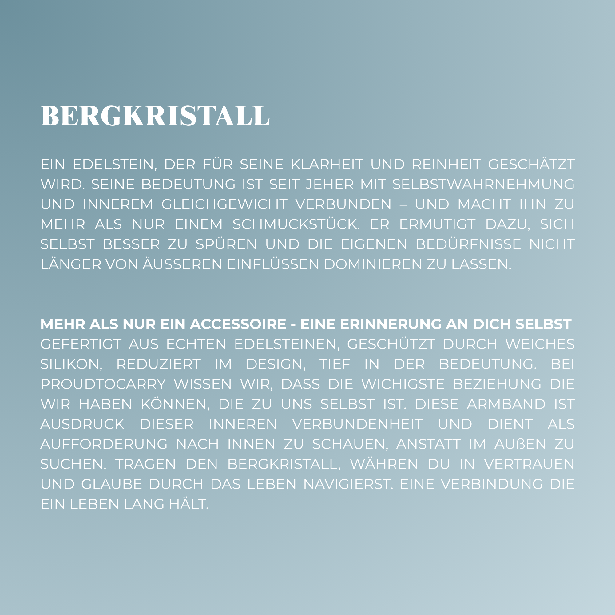 Edelstein Armband aus echtem Bergkristall – geschützt in Silikon, einfach zum Hineinschlüpfen | Proudtocarry