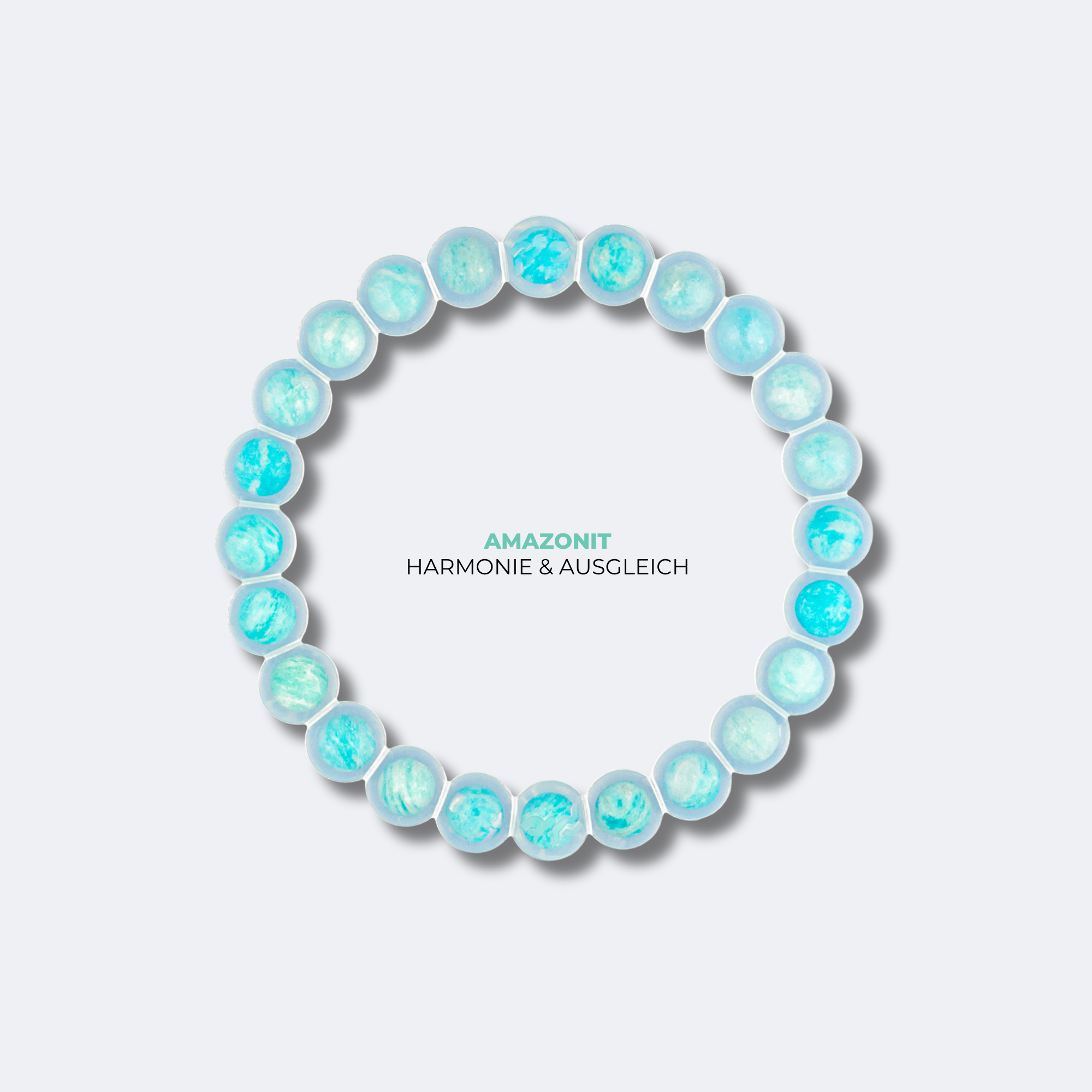 Edelstein Armband aus echtem Amazonit – geschützt in Silikon, einfach zum Hineinschlüpfen | inkl. Affirmationskarte