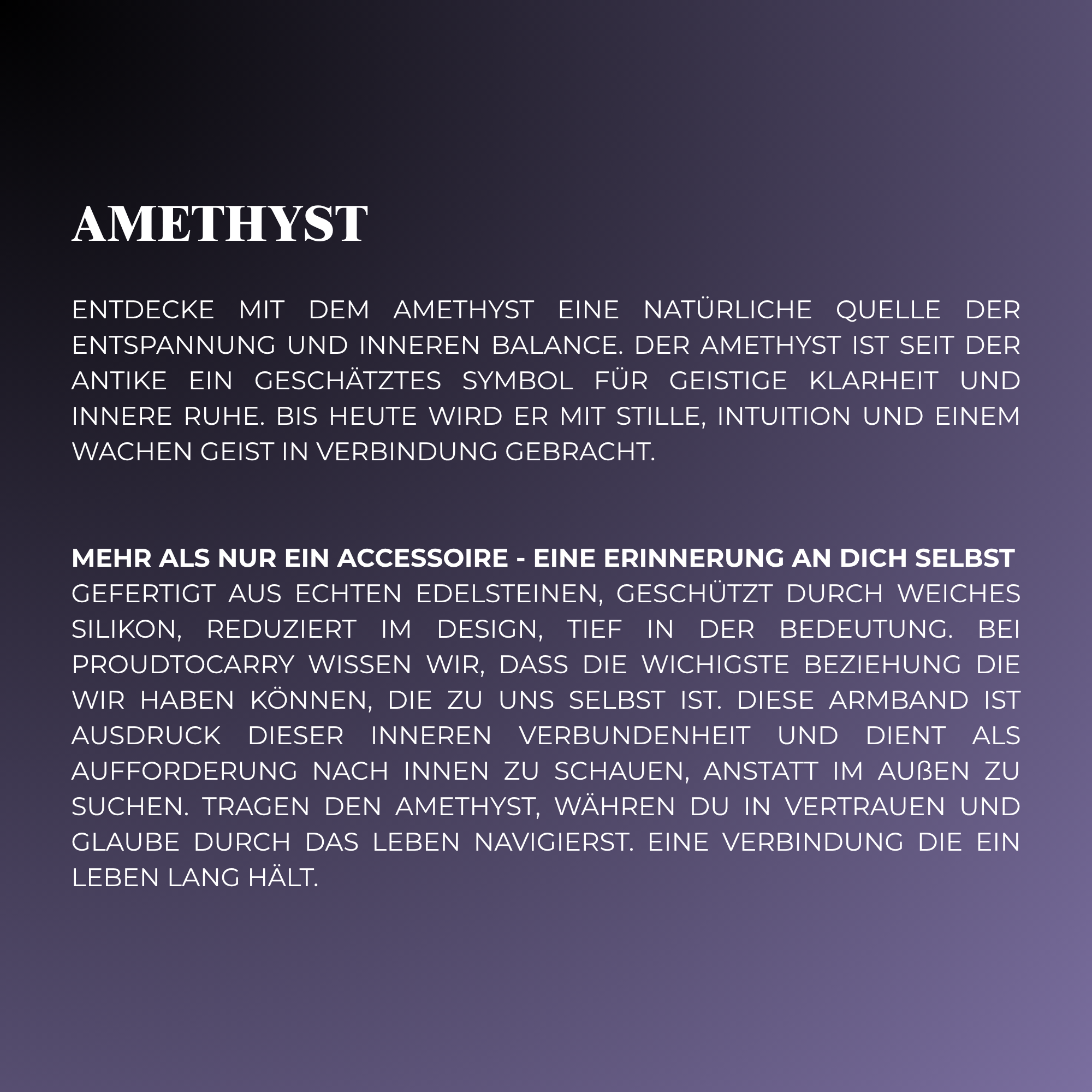 Edelstein Armband aus echtem Amethyst – geschützt in Silikon, einfach zum Hineinschlüpfen | Proudtocarry