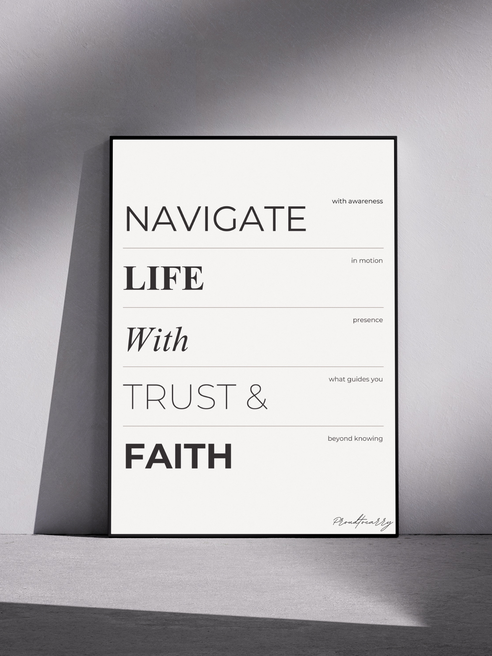 Hochwertiges Posterdesign auf Acrylglas - Navigate Life with Trust and Faith